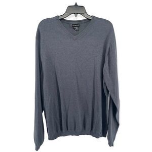 George Men’s Unisex Dark Gray V-Neck Cotton Blend Pullover Sweater XL (46/48)